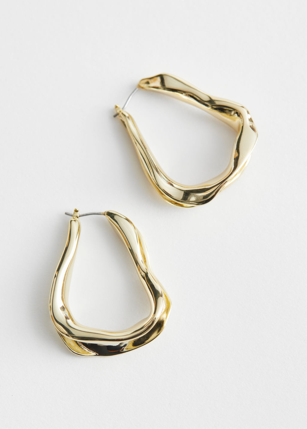 Organic Oval Hoop Earrings - Gold - Hoops - & Other Stories - Click Image to Close