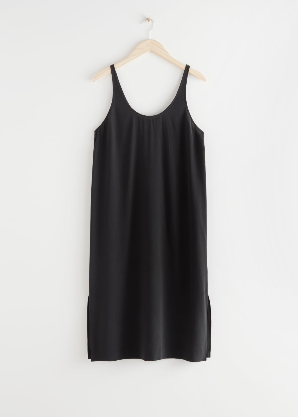 Mulberry Silk Midi Tank Dress - Black - Midi dresses - & Other Stories