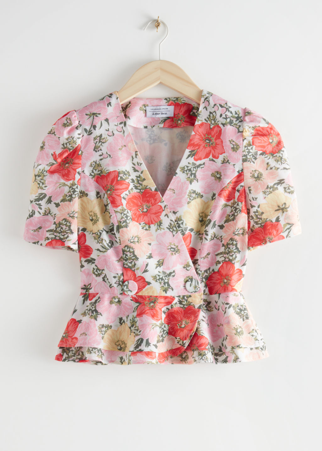 Puff Sleeve Peplum Top - Floral Print - Tops & T-shirts - & Other Stories - Click Image to Close